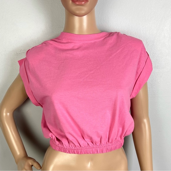 NEW SR+ RONNY KOBO PINK SLEEVELESS CROP TOP - Picture 2 of 4